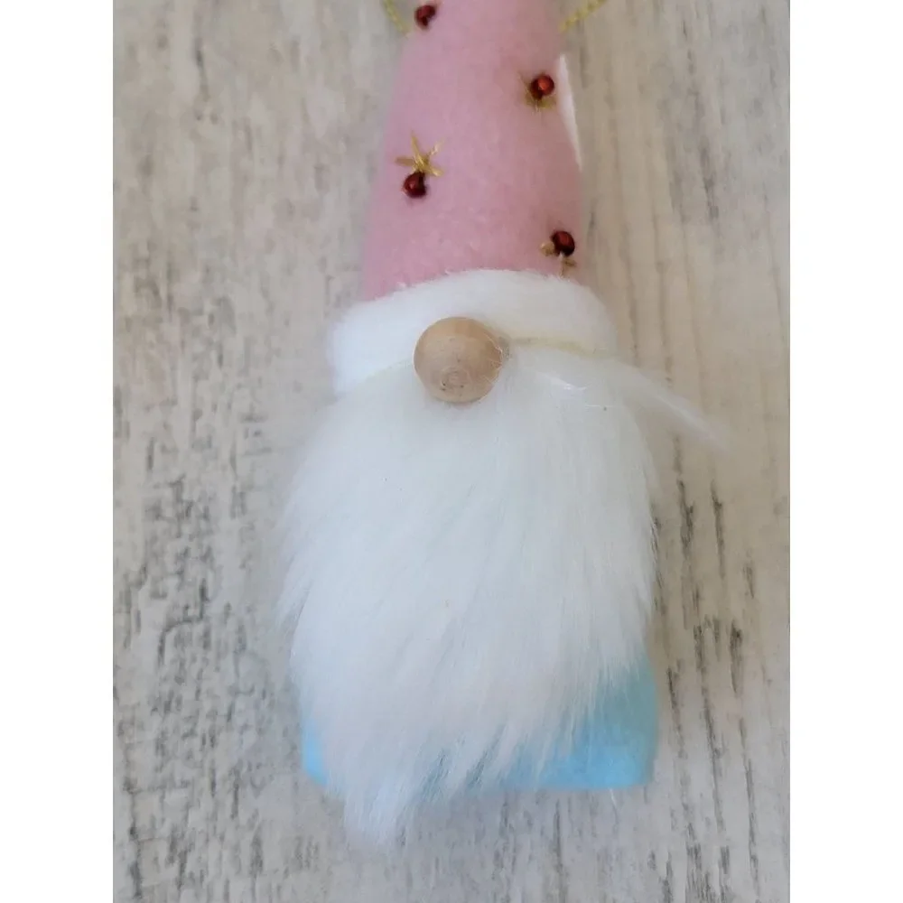 Pink hat Bell gnome‎ mini plush ornament Xmas decor
